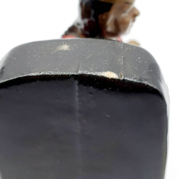 Vintage Hand Painted Ceramic Figurine Of Asian Boy In Red and Black Uniform - Picture 6 of 7